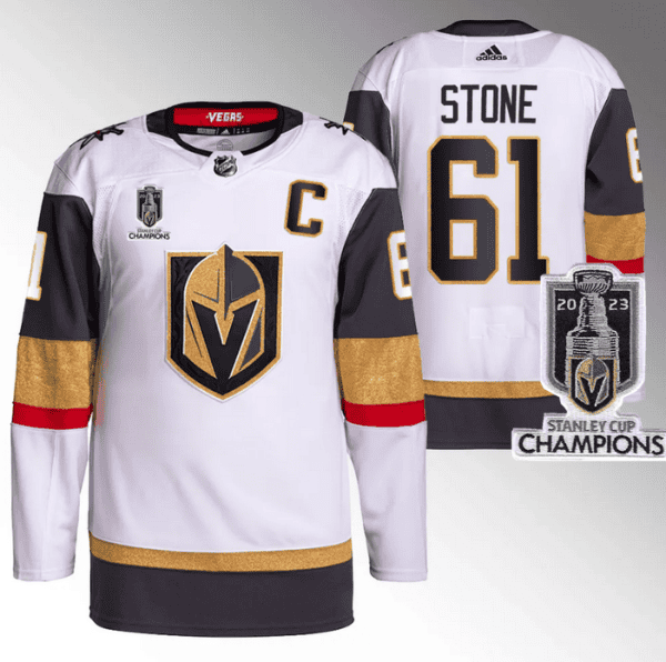 Vegas Golden Knights #61 Mark Stone White 2023 Stanley Cup Champions Stitched Jersey