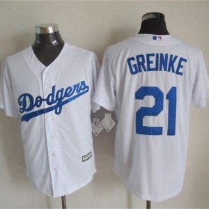 Dodgers #21 Zack Greinke White New Cool Base Stitched Jersey