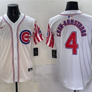 Chicago Cubs #4 Pete Crow-Armstrong White 2025 Independence Day Vapor Premier Limited Stitched Jersey