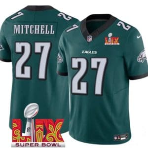 Philadelphia Eagles #27 Quinyon Mitchell Green 2025 Super Bowl LIX Patch Vapor Untouchable Limited Stitched Jersey