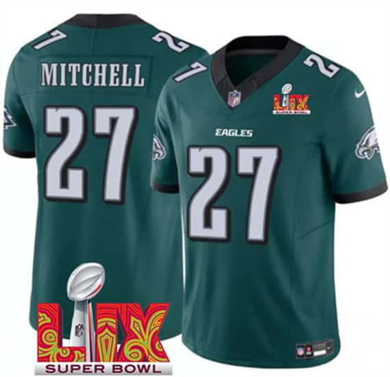 Philadelphia Eagles #27 Quinyon Mitchell Green 2025 Super Bowl LIX Patch Vapor Untouchable Limited Stitched Jersey
