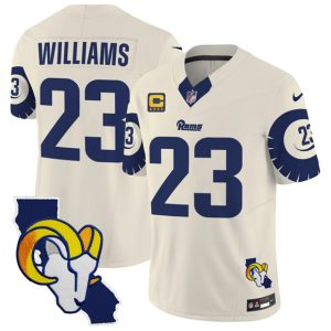 Los Angeles Rams #23 Kyren Williams Bone 2025 4-Star C Patch F.U.S.E. V2 Limited Stitched Jersey
