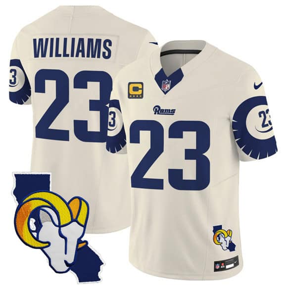 Los Angeles Rams #23 Kyren Williams Bone 2025 4-Star C Patch F.U.S.E. V2 Limited Stitched Jersey