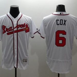 Braves #6 Bobby Cox White Flexbase Authentic Collection Stitched Jersey