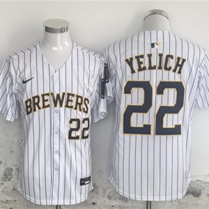 Milwaukee Brewers #22 Christian Yelich White Alternate Limited Stitched Jersey