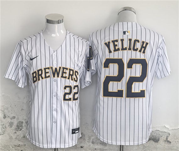 Milwaukee Brewers #22 Christian Yelich White Alternate Limited Stitched Jersey