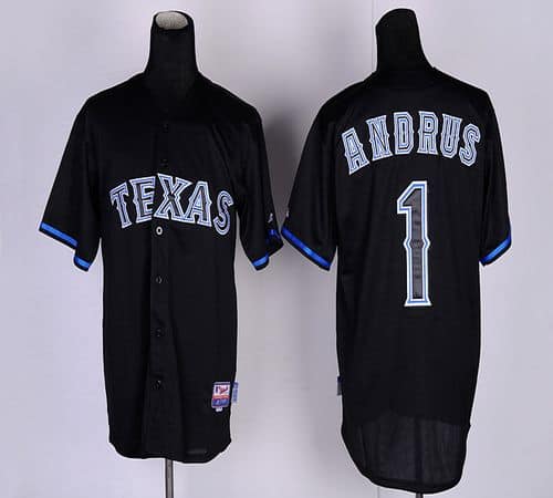 Rangers #1 Elvis Andrus Black Fashion Stitched Jersey