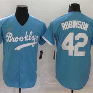 Los Angeles Dodgers #42 Jackie Robinson Light Blue Throwback Cool Base Stitched Jersey
