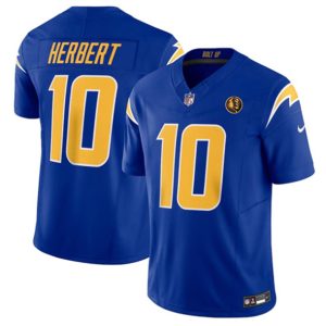 Los Angeles Chargers #10 Justin Herbert Royal 2023 F.U.S.E. With John Madden Patch Vapor Limited Stitched Jersey