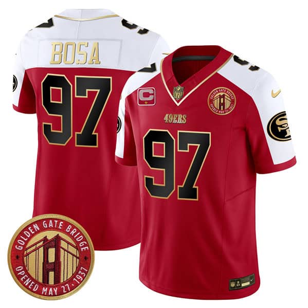 San Francisco 49ers #97 Nick Bosa Red F.U.S.E. Golden Gate Bridge With 1-Star C Patch Alternate Vapor Limited Stitched Jersey
