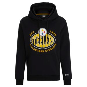Pittsburgh Steelers Black BOSS X Touchback Pullover Hoodie