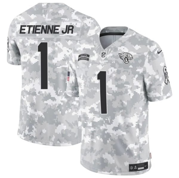 Jacksonville Jaguars #1 Travis Etienne Jr. Arctic Camo 2024 F.U.S.E. Salute To Service Limited Stitched Jersey