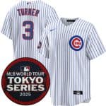 Chicago Cubs #3 Justin Turner White 2025 World Tour: Tokyo Series Home Stitched Jersey