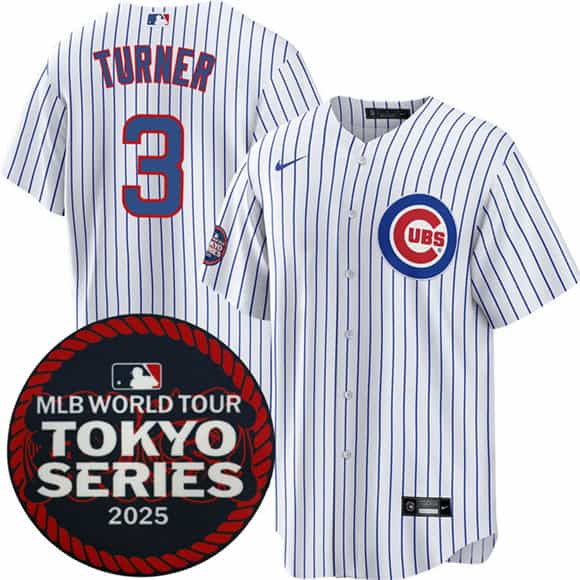 Chicago Cubs #3 Justin Turner White 2025 World Tour: Tokyo Series Home Stitched Jersey
