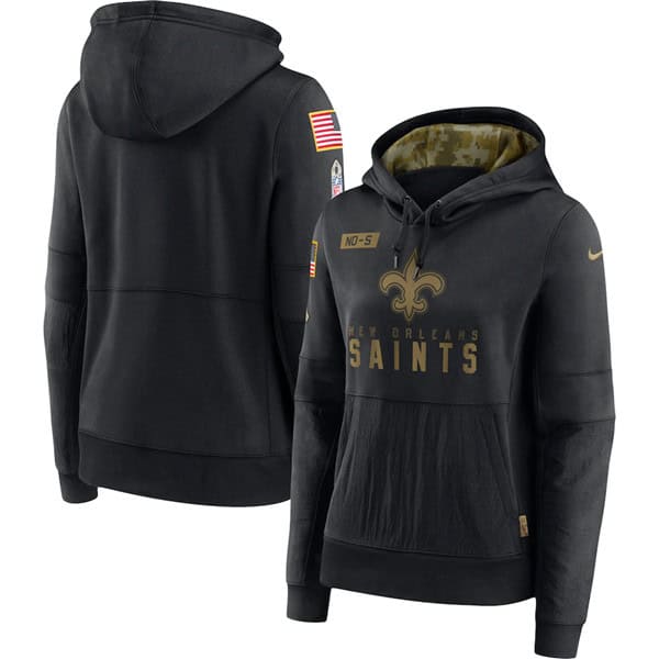 New Orleans Saints 2020 Black Salute To Service Sideline Performance Pullover NFL Hoodie (Run Small)