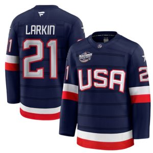 USA #21 Dylan Larkin Navy 2025 4 Nations Face-Off Stitched Jersey