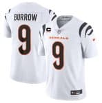 Cincinnati Bengals #9 Joe Burrow White With 4-Star C Patch Vapor Untouchable Limited Stitched Jersey