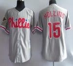 Mitchell And Ness Phillies #15 Dave Hollins Grey Stitched Throwback Jersey
