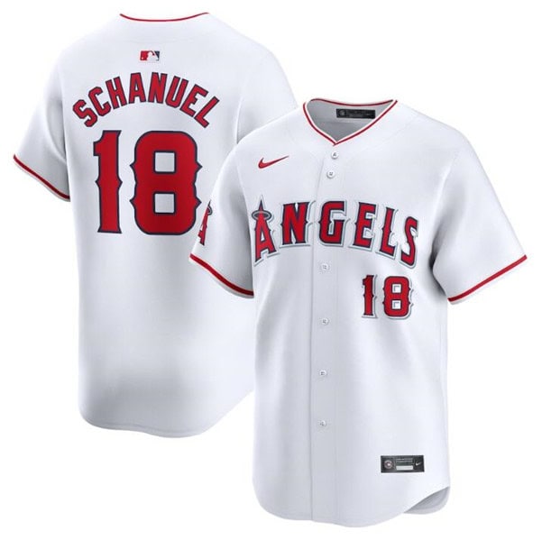 Los Angeles Angels #18 Nolan Schanuel White Home Limited Stitched Jersey