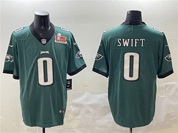 Philadelphia Eagles #0 D'Andre Swift Green 2025 Super Bowl LIX Patch Vapor Untouchable Limited Stitched Jersey