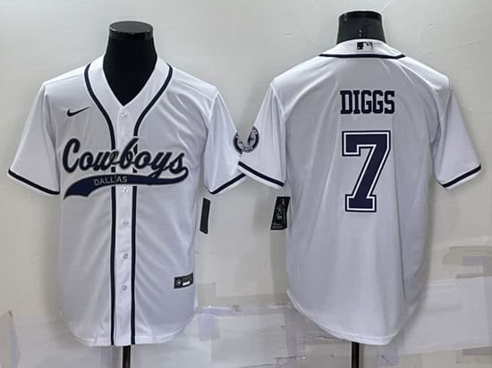 Dallas Cowboys #7 Trevon Diggs White Cool Base Stitched Baseball Jersey