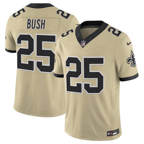 New Orleans Saints #25 Reggie Bush Gold 2025 F.U.S.E. Alternate Vapor Limited Football Stitched Jersey