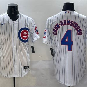 Chicago Cubs #4 Pete Crow-Armstrong White Cool Base Stitched Jersey