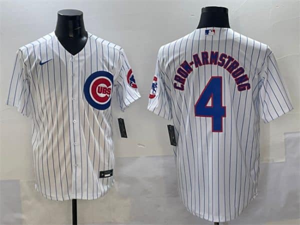 Chicago Cubs #4 Pete Crow-Armstrong White Cool Base Stitched Jersey