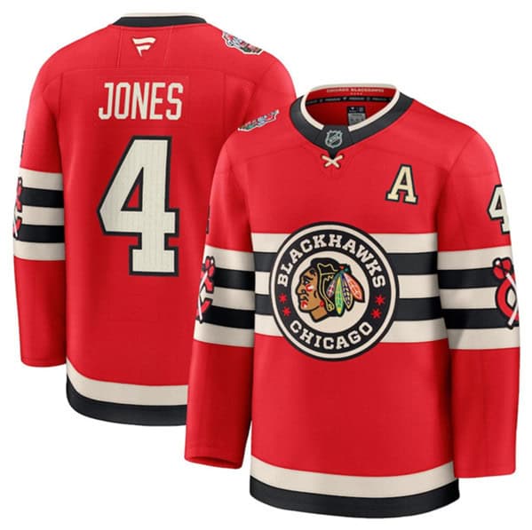Chicago Blackhawks #4 Seth Jones Red 2024-25 Winter Classic Stitched Jersey