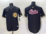 Chicago Cubs Team Big Logo Black Gold Limited Stitched Jersey