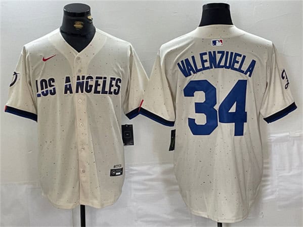 Los Angeles Dodgers #34 Toro Valenzuela Cream Stitched Jersey