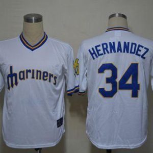 Mariners #34 Felix Hernandez White Cooperstown Stitched Jersey