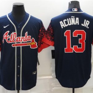Atlanta Braves #13 Ronald Acuna Jr. Navy Stitched Jersey