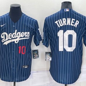 Los Angeles Dodgers #10 Justin Turner Navy Cool Base Stitched Baseball Jersey
