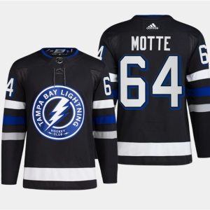 Tampa Bay Lightning #64 Tyler Motte Black Alternate Premier Breakaway Stitched Jersey