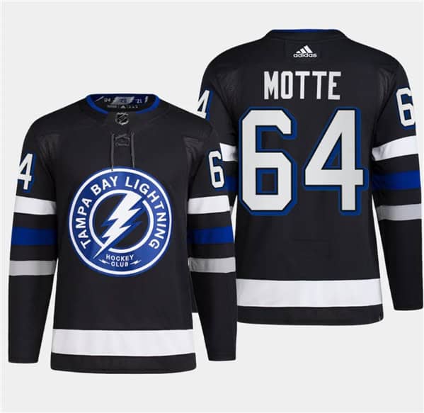 Tampa Bay Lightning #64 Tyler Motte Black Alternate Premier Breakaway Stitched Jersey