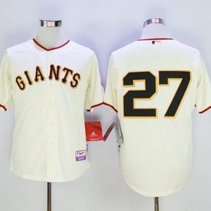 Giants #27 Juan Marichal Cream Cool Base Stitched Jersey