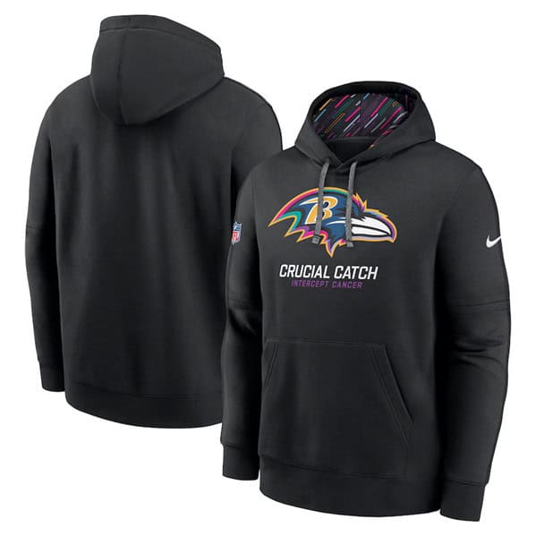 Baltimore Ravens Black 2024 Crucial Catch Club Pullover Hoodie