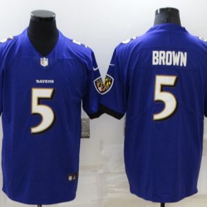 Baltimore Ravens #5 Marquise Brown Purple Stitched Football Jersey