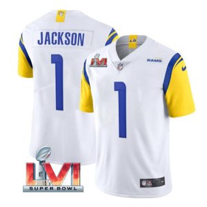 Los Angeles Rams #1 Desean Jackson White 2022 Super Bowl LVI Vapor Limited Stitched Jersey