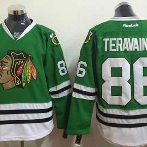 Blackhawks #86 Teuvo Teravainen Green Stitched Jersey