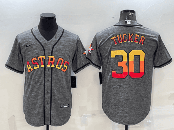 Houston Astros #30 Kyle Tucker Grey Cool Base Stitched Jersey