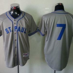 Twins #7 Joe Mauer Grey 1948 St. Paul Saints Turn Back The Clock Stitched Jersey
