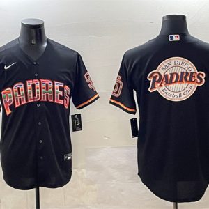 San Diego Padres Team Big Logo Black Mexico Cool Base Stitched Jersey