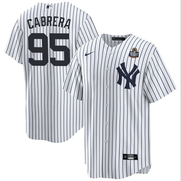 New York Yankees #95 Oswaldo Cabrera White 2024 World Series Cool Base Stitched Jersey