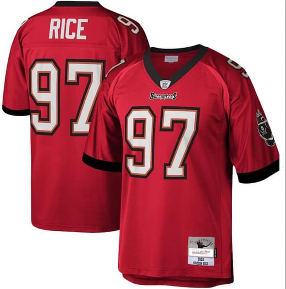 Tampa Bay Buccaneers #97 Simeon Rice Red Throwback Football Stitched Jersey