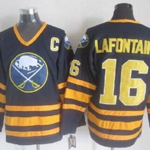 Sabres #16 Pat Lafontaine Navy Blue CCM Throwback Stitched Jersey