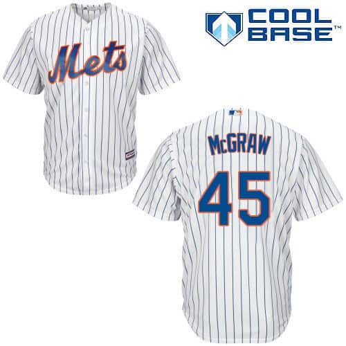 Mets #45 Tug McGraw White(Blue Strip) Home Cool Base Stitched Jersey
