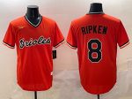 Baltimore Orioles #8 Cal Ripken Jr. Orange Throwback Stitched Jersey