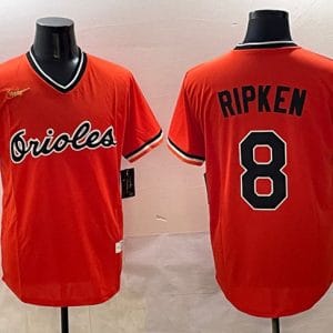 Baltimore Orioles #8 Cal Ripken Jr. Orange Throwback Stitched Jersey
